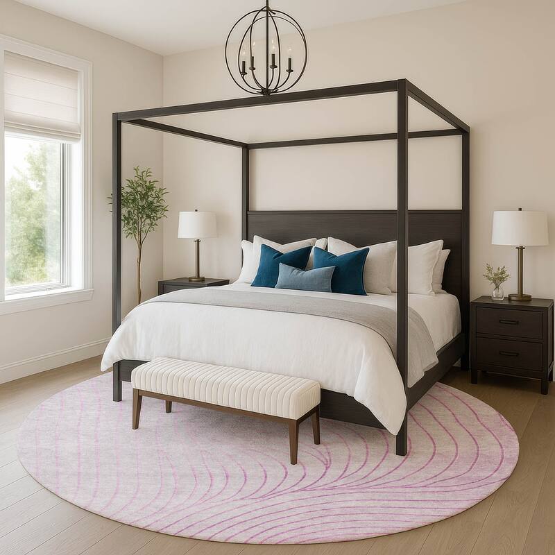 Premium Washable Super Soft Modern Wave Mayfield Rug - Blush - 8' x 8'