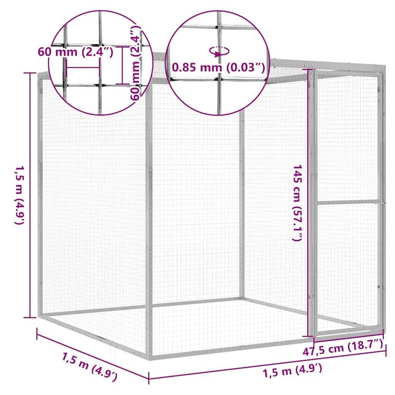 vidaXL Cat Cage Lockable Pet Cat Cage Animal House Outdoor Galvanized Steel