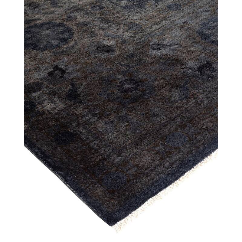 Overton Hand Knotted Wool Vintage Inspired Modern Contemporary Overdyed Gray Area Rug - 9' 1" x 11' 7"