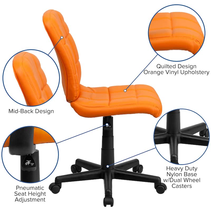 Mid-Back Quilted Vinyl Swivel Task Office Chair