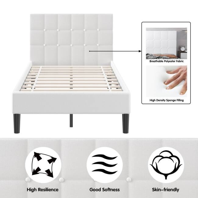Platform Bed with Button Tufted Headboard