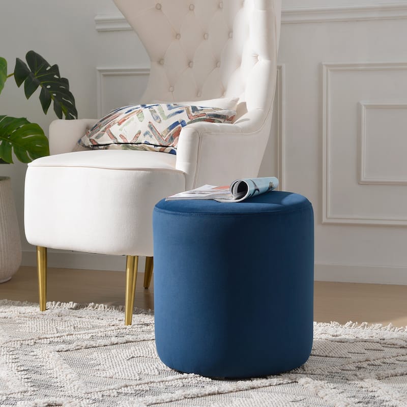 KINWELL Round Upholstered Pouf Ottoman Footrest