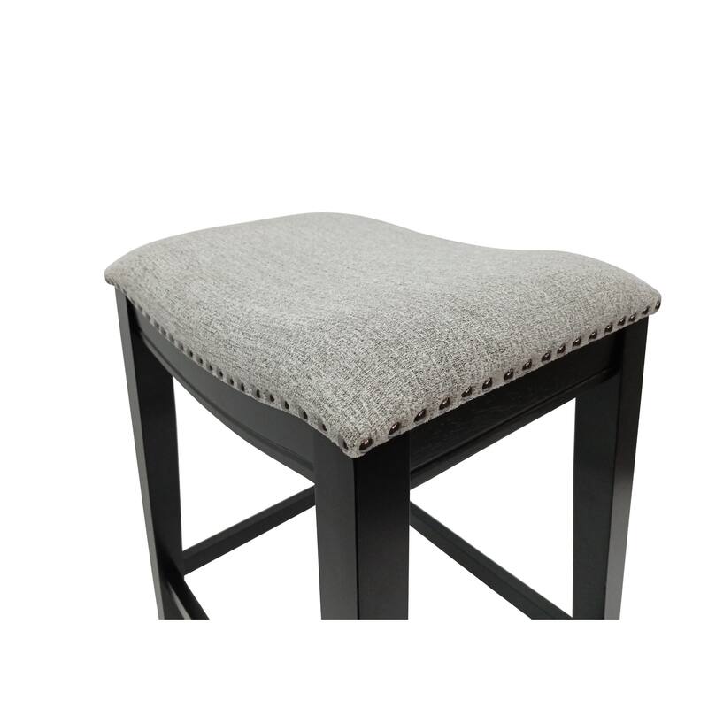 Upholstered Saddle Barstools - 30" - Set of 2 - Black and Gray