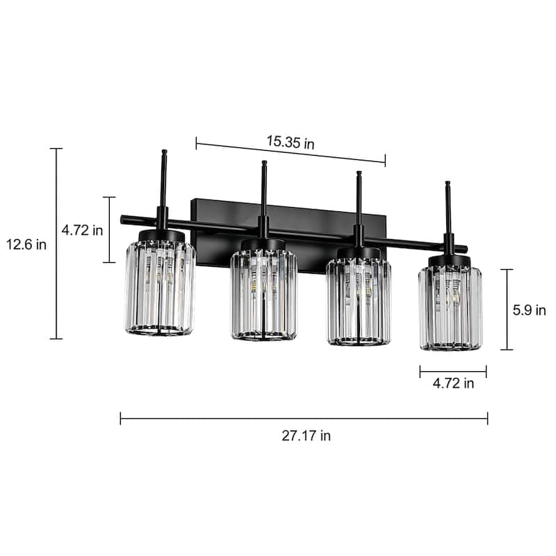 Modern Black 1/2/3/4/5-Light Bathroom Crystal Vanity Light Wall Sconces