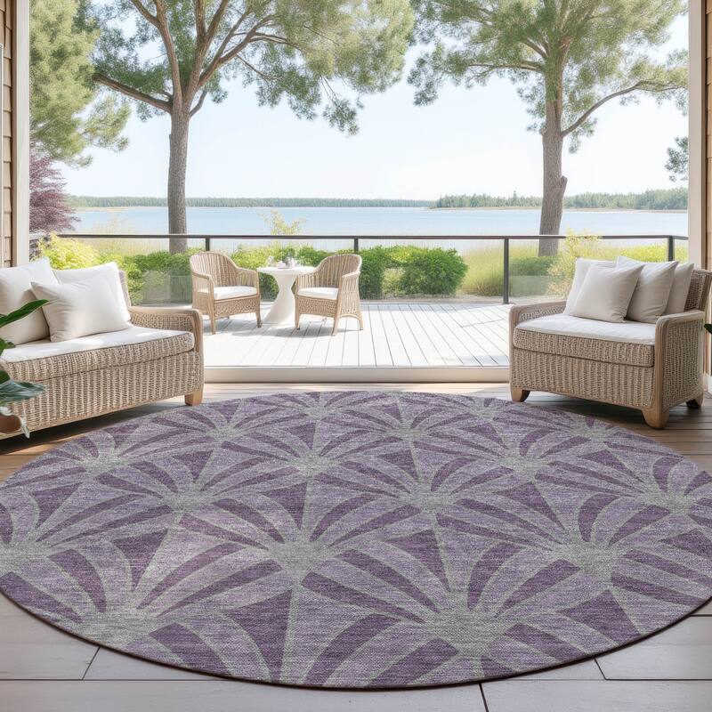 Machine Washable Indoor/ Outdoor Casual Kim Chantille Rug - Purple - 8' x 8'
