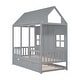 preview thumbnail 13 of 11, Twin Size Wood House Bed & Daybed with Twin Size Trundle, Slat Support