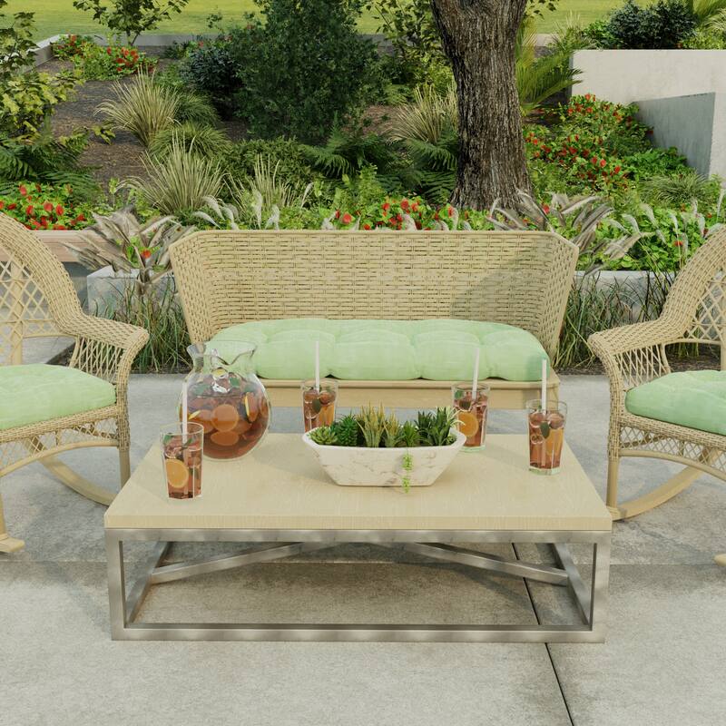44" x 18" Contoured Outdoor Wicker Bench Cushion - 18'' L x 44'' W x 4'' H