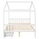 preview thumbnail 9 of 10, Full Size House Platform Bed with Roof Design, Headboard, Footboard, and 2-Storage Drawers, Open Concept, White
