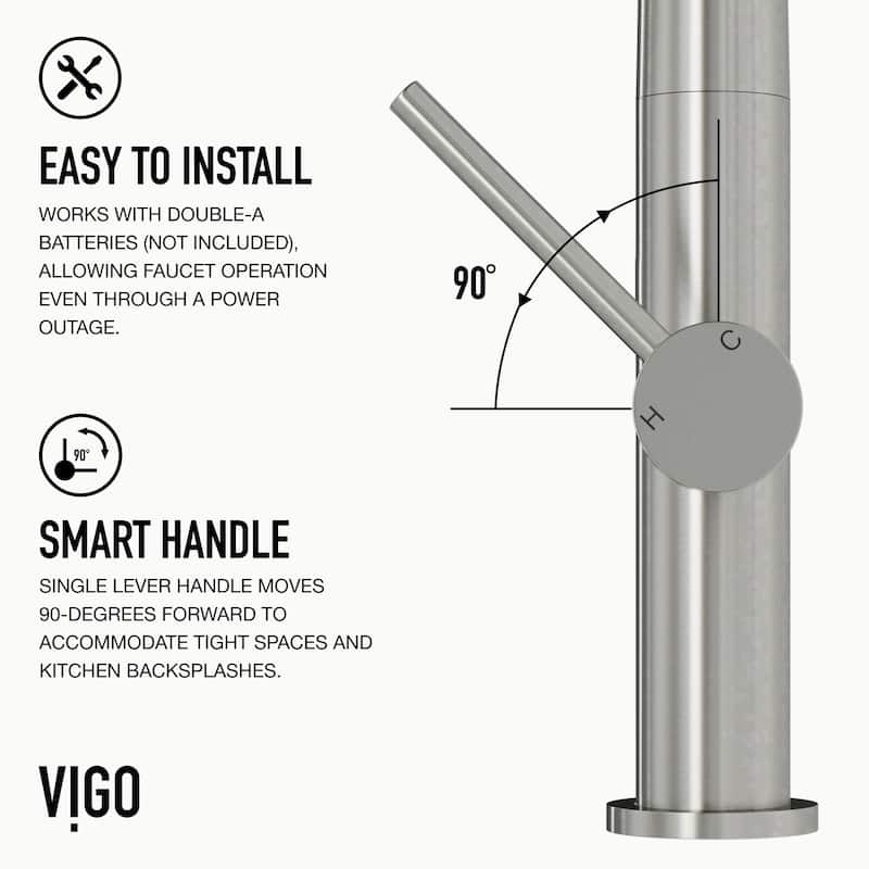 VIGO Greenwich 18" H Single Handle Pull-Down Sprayer Kitchen Faucet with Touchless Sensor