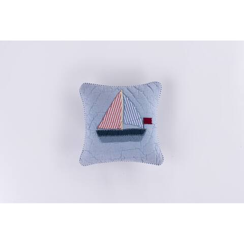 Cottage Home Multicolor Boat or Fishes Cotton Throw Pillow