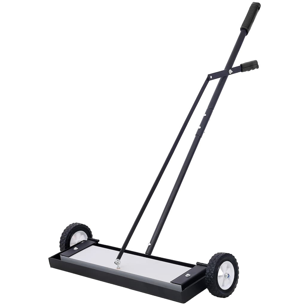 24-Inch Rolling Magnetic Pick-Up Sweeper, 100 Lbs Capacity Heavy Duty Push-Type Cleaner With Quick Release Handle