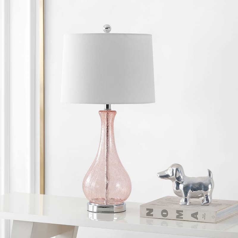 SAFAVIEH Lighting Finnley 28-inch Crackle Glass LED Table Lamp. - 14" W x 14" D x 28" H