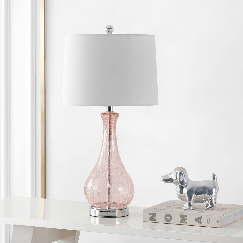 SAFAVIEH Lighting Finnley 28-inch Crackle Glass LED Table Lamp. - 14" W x 14" D x 28" H
