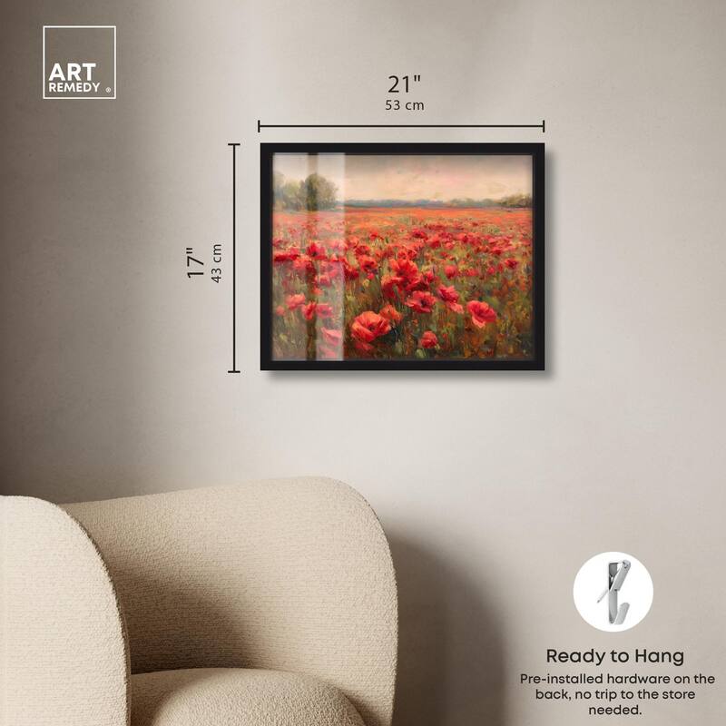 Sea of Red Poppies II Shadowbox by Art Remedy