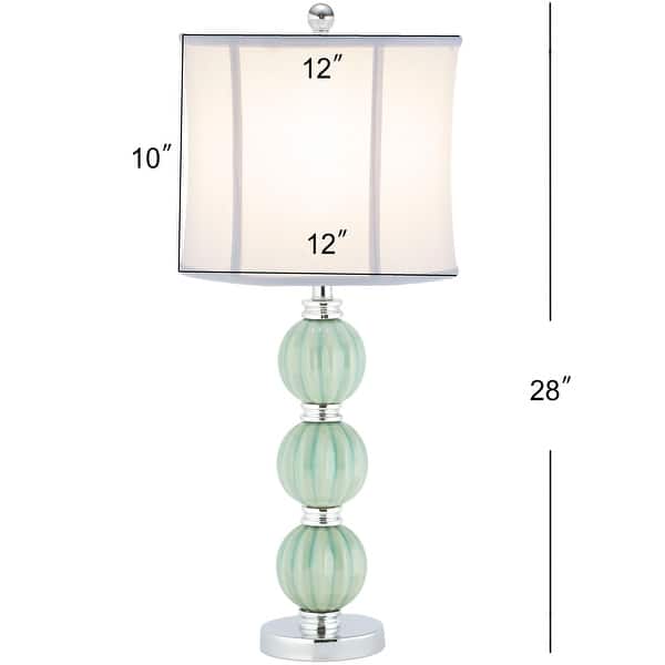 dimension image slide 1 of 2, SAFAVIEH Lighting Stephanie 28-Inch Ceramic Table Lamp Set of 2 - 12" x 12" x 28"