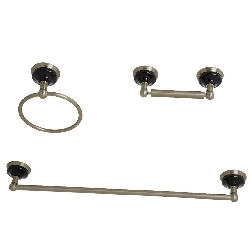 Kingston Brass Water Onyx 3 Piece Bathroom Package with 24" Towel Bar, - Brushed Nickel