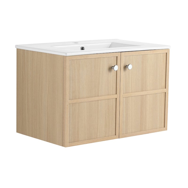 30" Wall-Mounted Bathroom Vanity whit Ceramic Sink