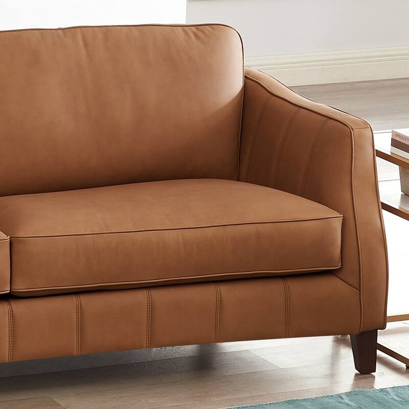 Hydeline Aria Top Grain Leather Sofa and Loveseat Set with Feather Memory Foam and Springs