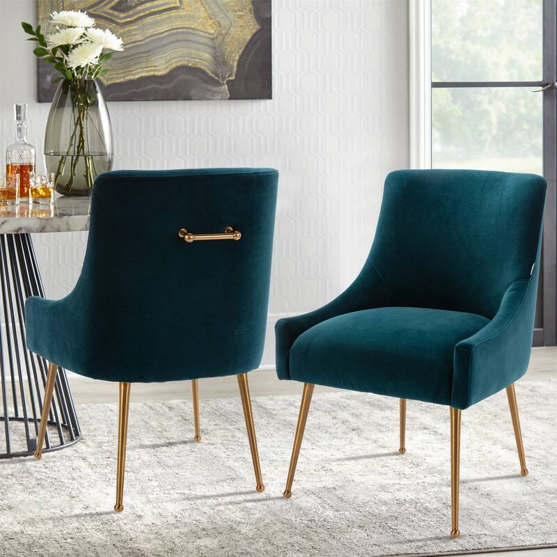 Clihome Stainless Steel Frame Dining Velvet Side Chairs(Set of 2)