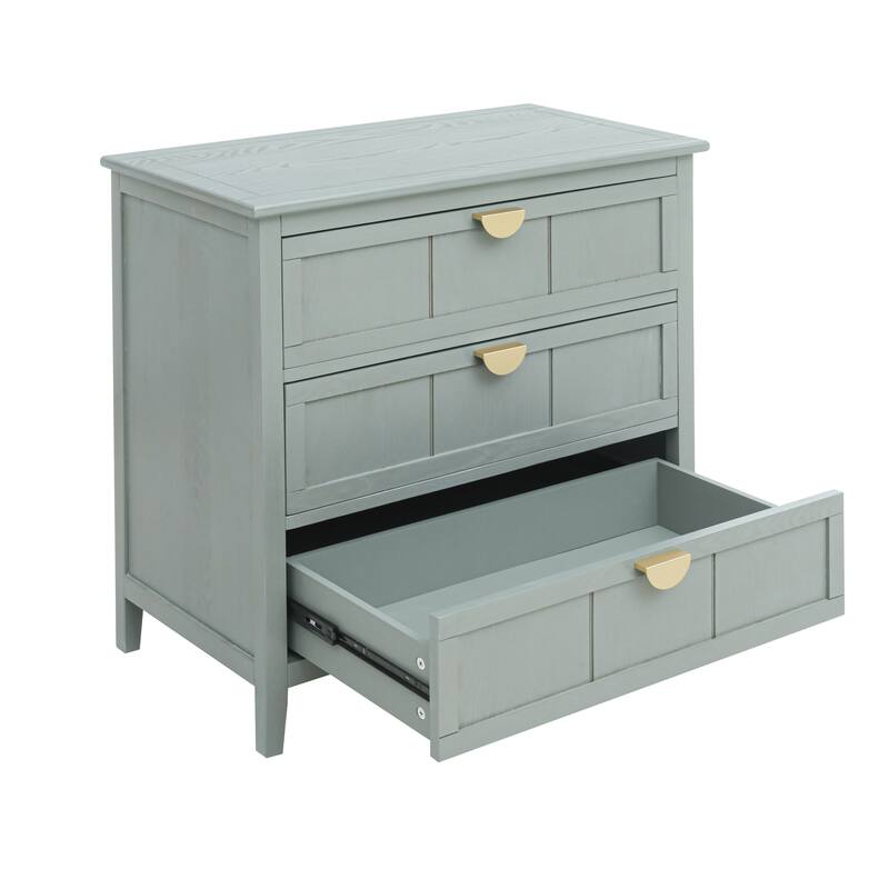American Style 3-Drawer Vertical Chest Cabinet with Golden Handle for bedroom, living room