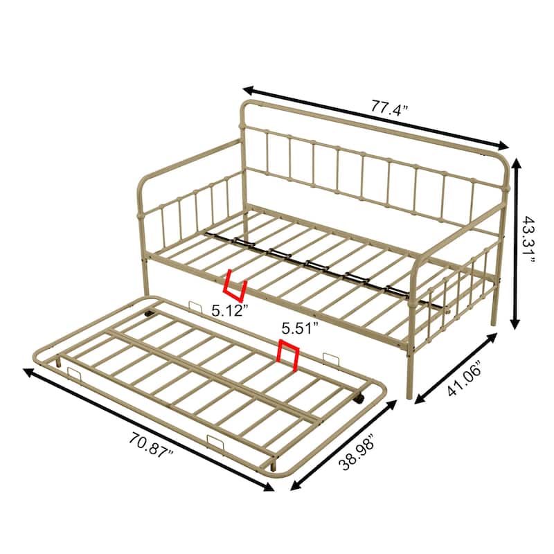 Metal Frame Daybed with trundle