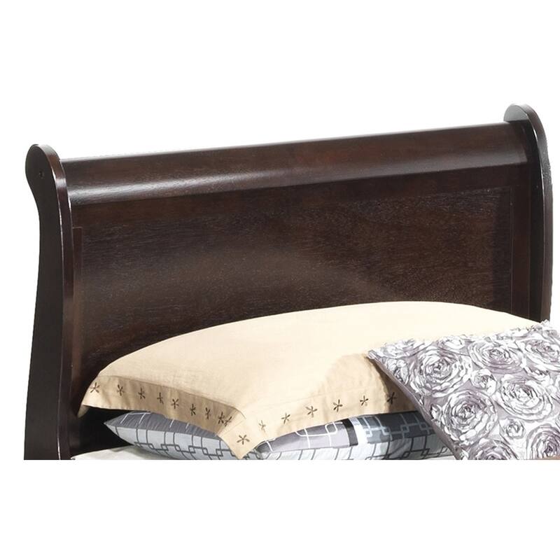 Wooden Sleigh Twin Platform Bed - 87" - Dark Brown