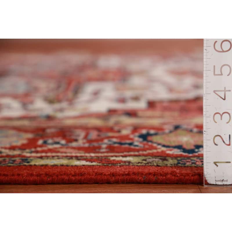 Hand Knotted Oriental 100% Wool Carpet Traditional Medallion Beige & Ivories Heriz (serapi) Area Rug - 10' 3'' X 7' 8''