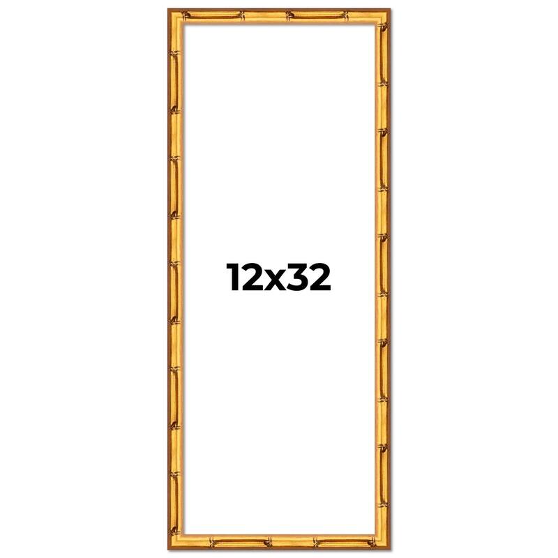12x32 Frame Gold Bamboo Picture Frame Modern Photo Frame Includes UV Acrylic Shatter Guard Front Acid Free Foam Backing Board