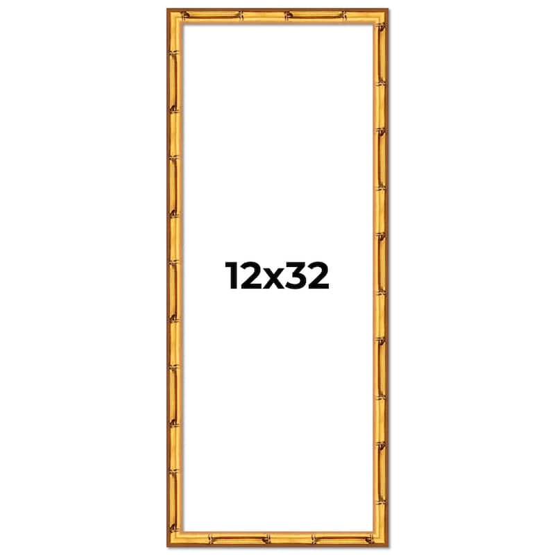 12x32 Frame Gold Bamboo Solid Wood Picture Frame | 1 Inch Moulding