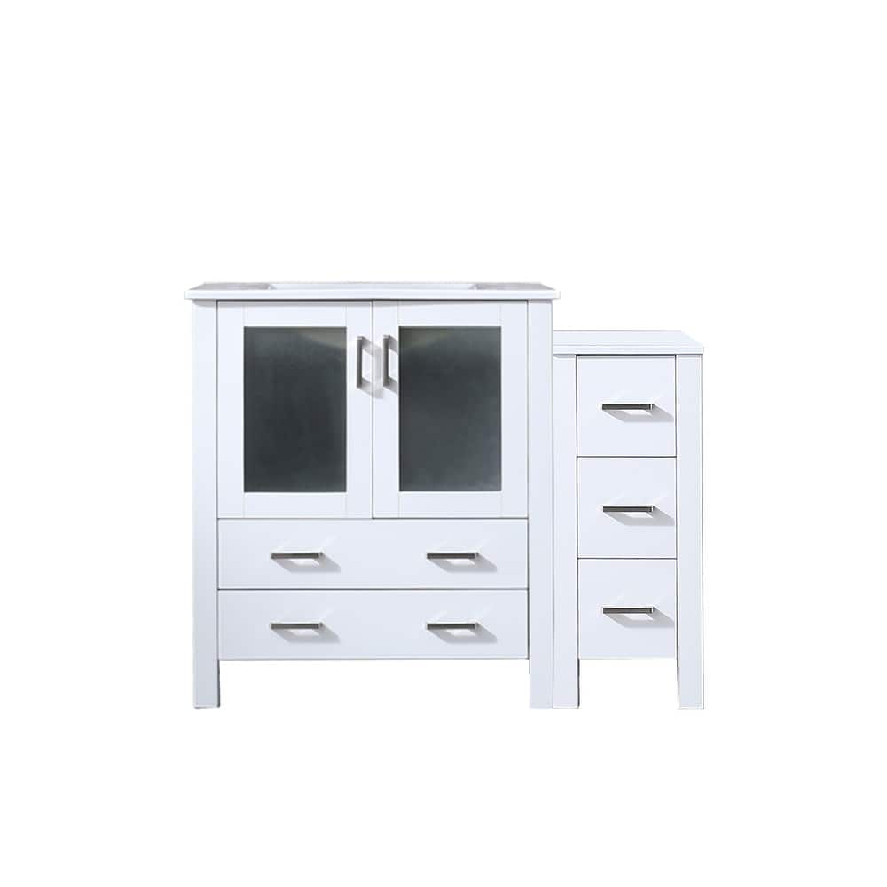 Volez Single Bath Vanity with Side Cabinet and White Ceramic Top