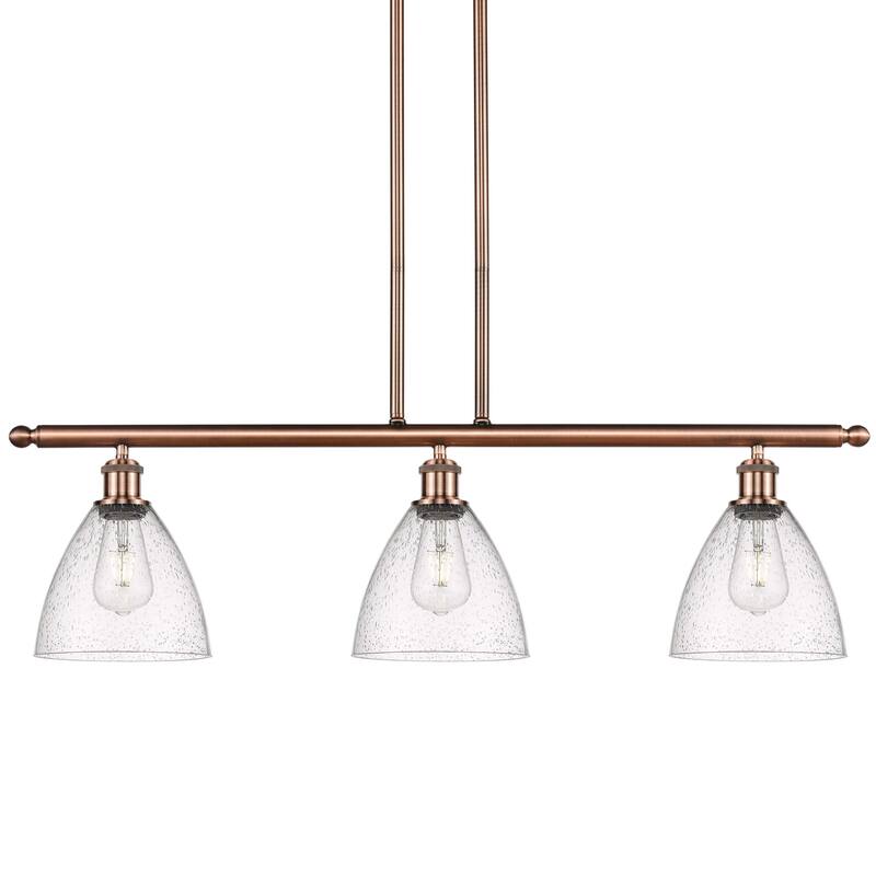 Innovations Lighting 516-3I-11-36 Bristol Linear Bristol Glass 3 Light - Antique Copper / Seedy
