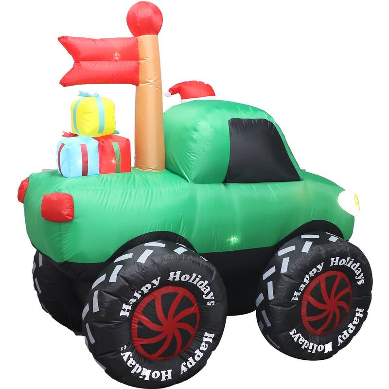 Fraser Hill Farm 6-Ft. Tall Prelit Santa in Monster Truck Inflatable