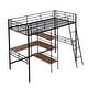 preview thumbnail 11 of 12, Black Twin Metal Loft Bed with Desk & Shelves
