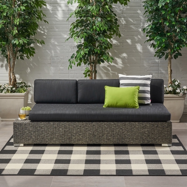 Puerta Outdoor 3 seat Wicker Left Right Sofa by Christopher Knight
