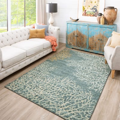 Mohawk Home Coral Reef Coastal Blue Area Rug