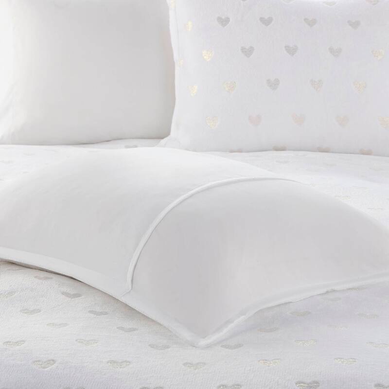 3 PCS Twin/Twin XL Metallic Printed Plush Comforter Set with Throw Pillow