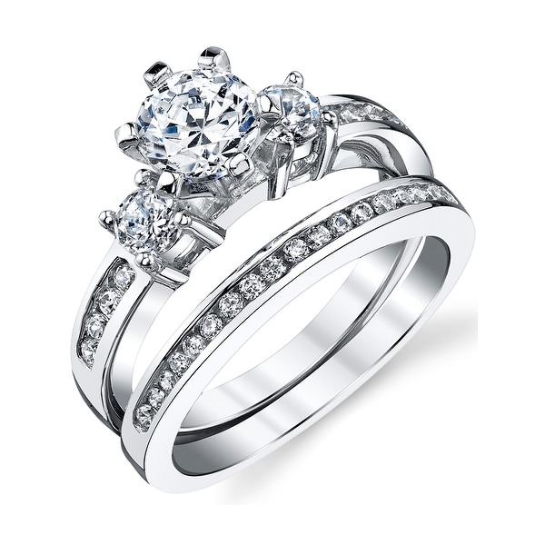 Eternal Sparkles Blue Clear Cubic Zirconia Princess Cut Cluster Knot Wedding Engagement Ring Women Stainless Steel Non-Tarnishing Polished