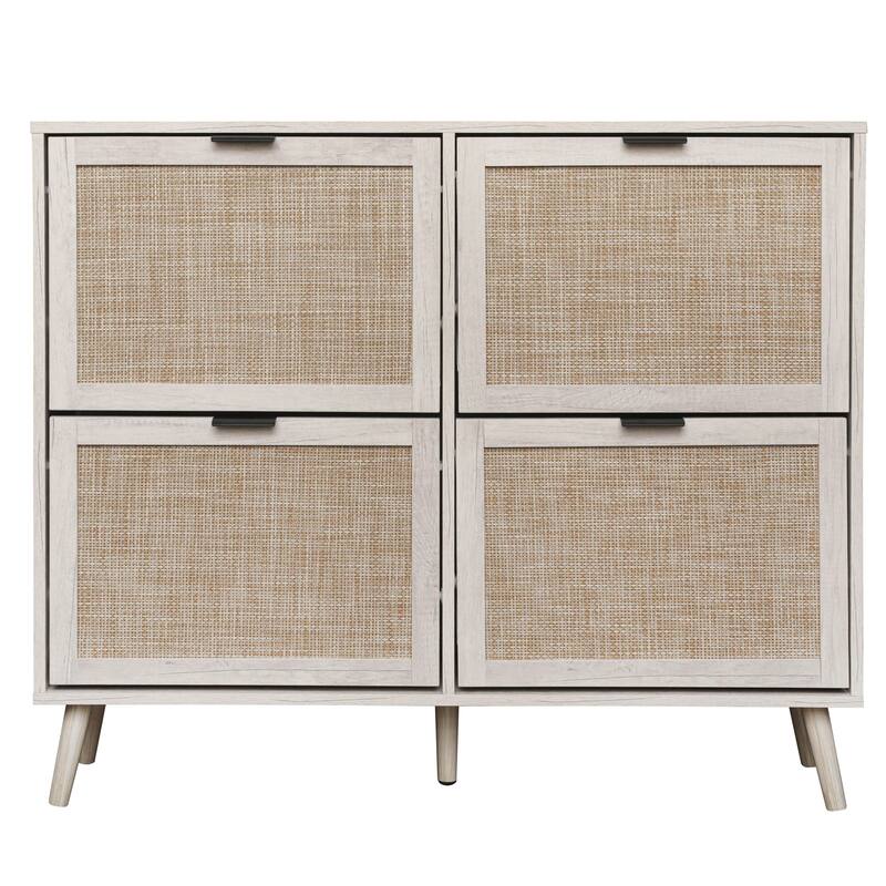 4 Door Shoe Rack, Freestanding Modern Shoe Storage Cabinet, for Entryway