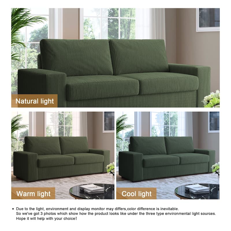 80.1" Wide Linen Corduroy Loveseat Living Room Sofa Couch