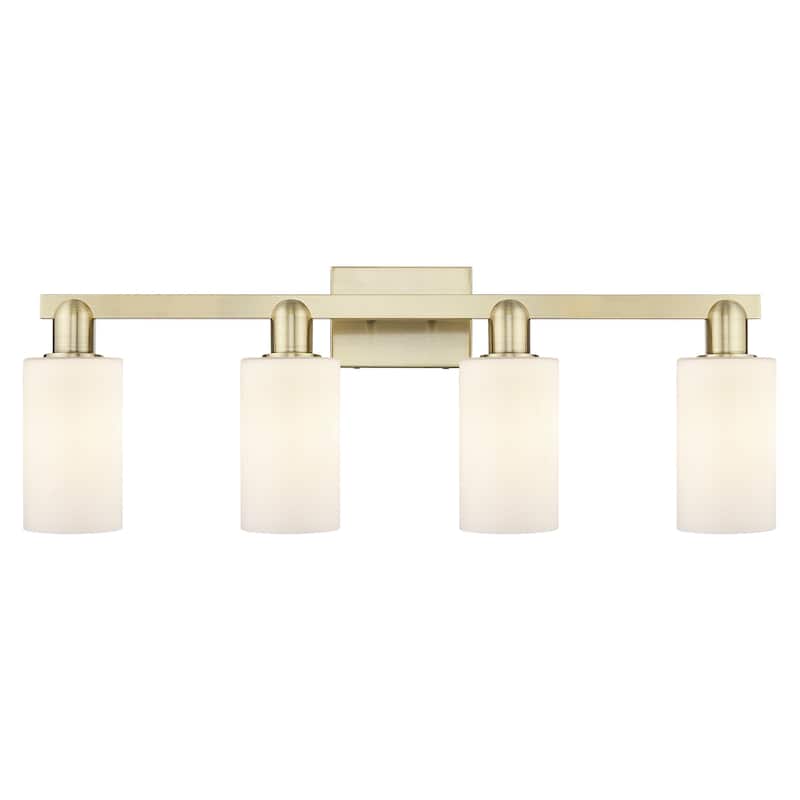 Innovations Lighting 716-4W-11-31 Clymer Vanity Clymer 4 Light 31" - Antique Brass / Matte White