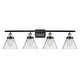 preview thumbnail 34 of 61, Innovations Lighting Ballston Urban Cone - 4 Light 38" Bath Vanity Light Clear/Black Antique Brass Finish
