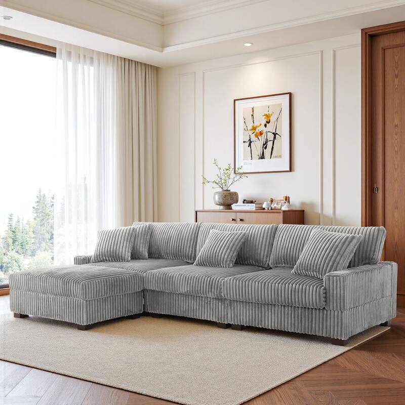 Modular Sectional Sofa Set with Adjustable Headrests and Ottomans
