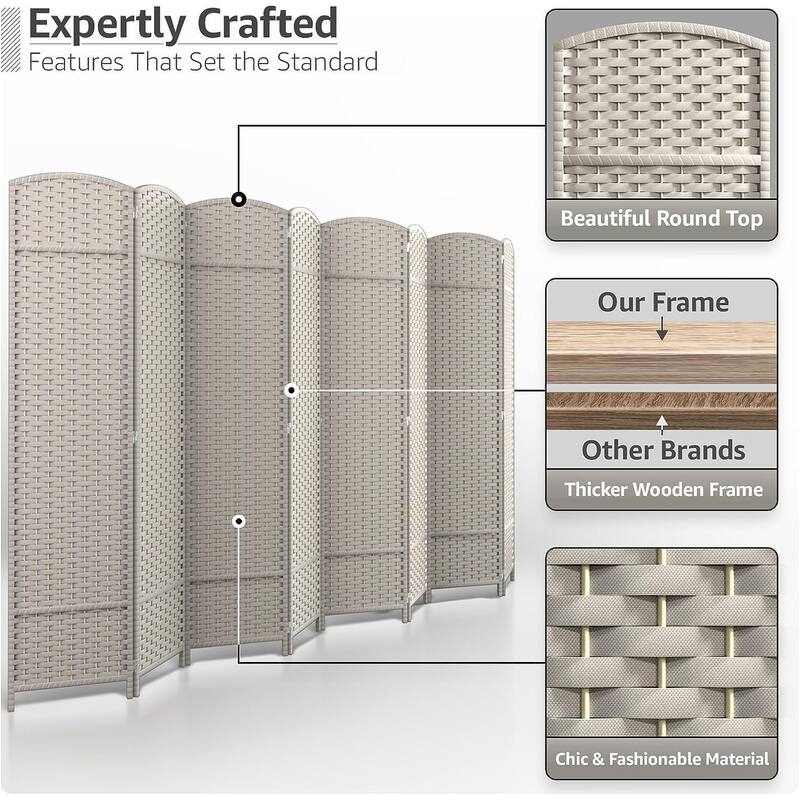 Room Divider Folding Privacy Screen Tall Partition Foldable Wall 8 Panel - 96” L x 19.50” W x 69” H
