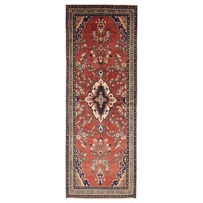 ECARPETGALLERY Hand-knotted Andelz Red Wool Rug - 3' 5" x 9' 10"