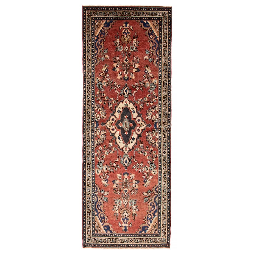 ECARPETGALLERY Hand-knotted Andelz Red Wool Rug - 3' 5" x 9' 10"