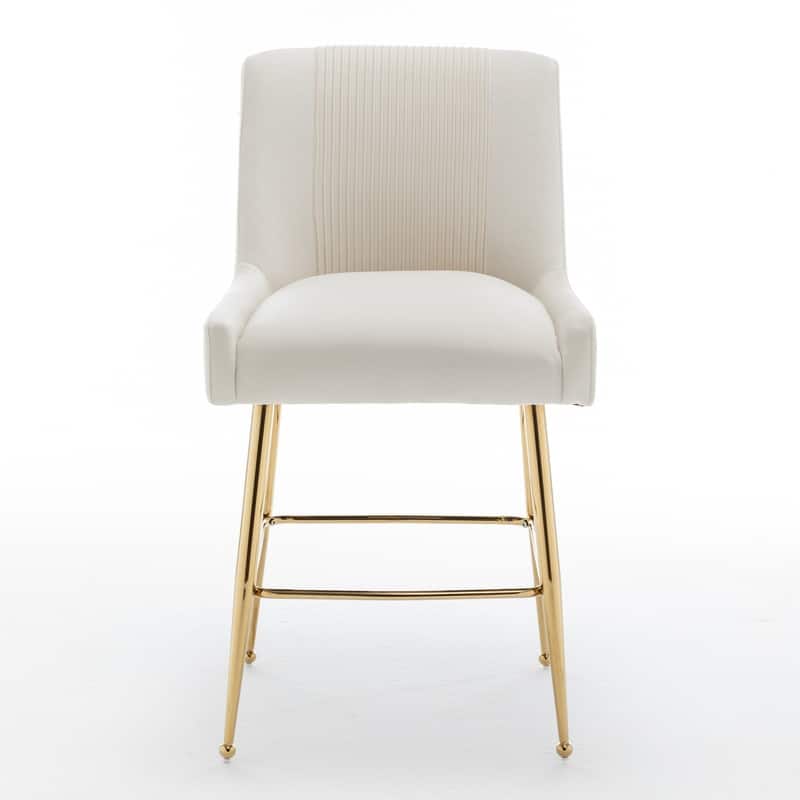 SEYNAR Modern Velvet 39'' H Metal Leg Counter or Bar Stools Set of 4