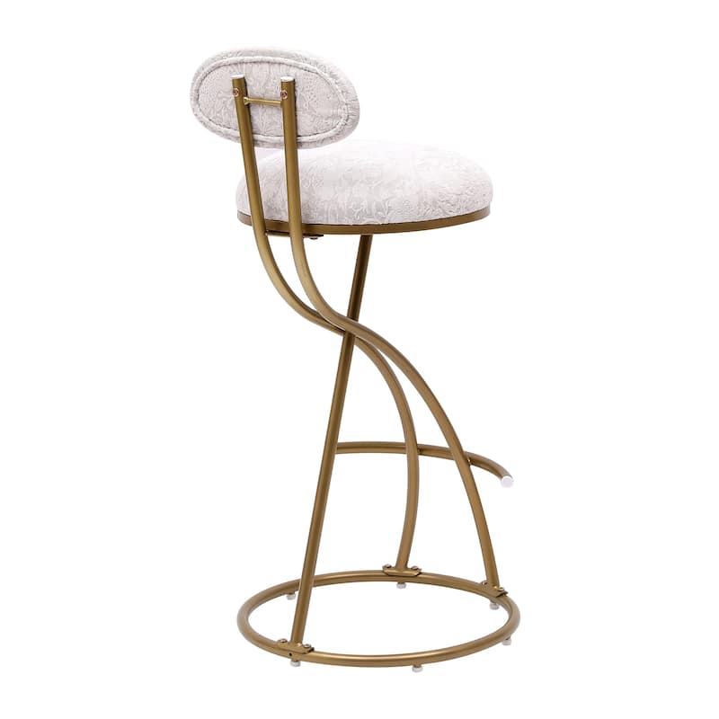 Round Print Bar Stools Set of 2 Metal Upholstered Chairs for Kitchen Island & Dining Rooms Counter Stools