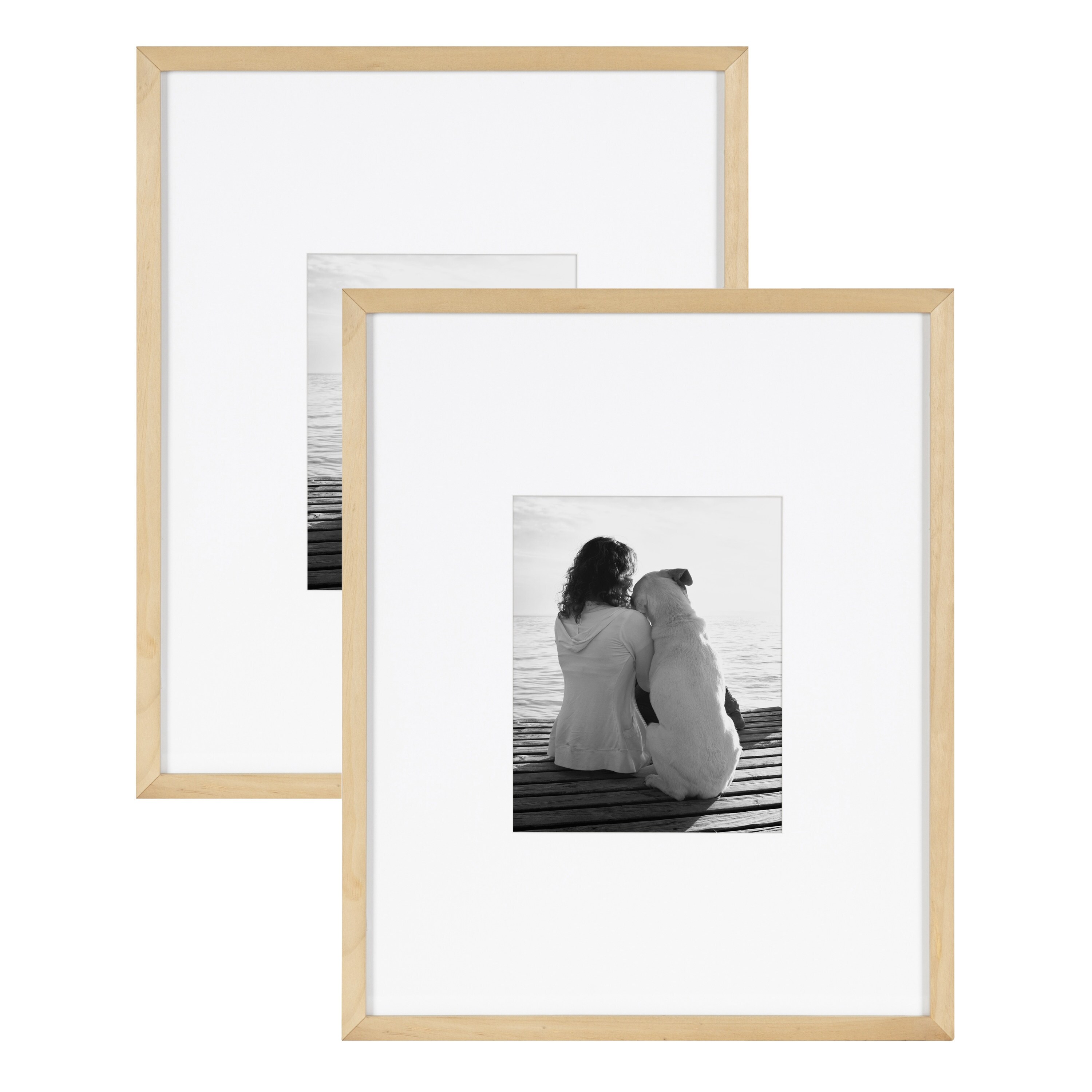 DesignOvation Kieva 11x14 Matted to 8x10 Wood Picture Frame, Set of 4 - White