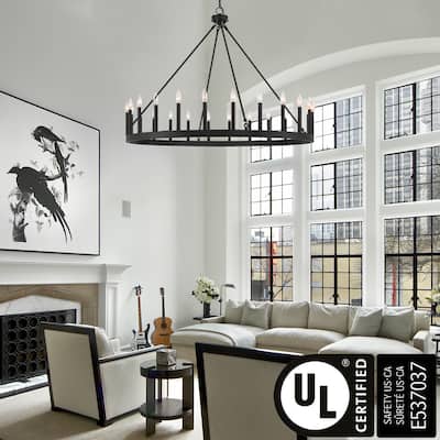 Acroma 24-light 47In Modern Farmhouse Large Wagon Wheel Chandelier