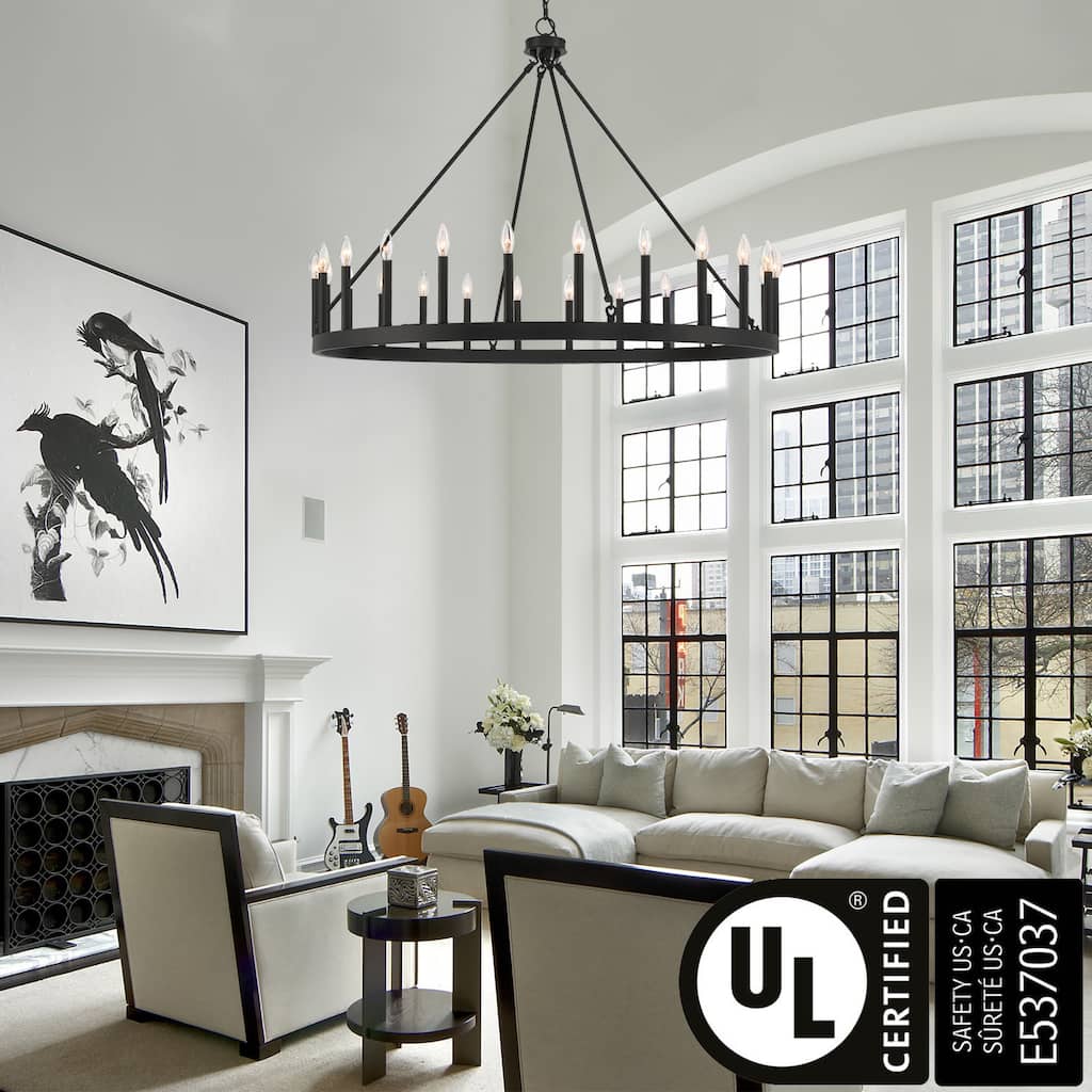 Acroma 24-light 47In Modern Farmhouse Large Wagon Wheel Chandelier - 47 inches